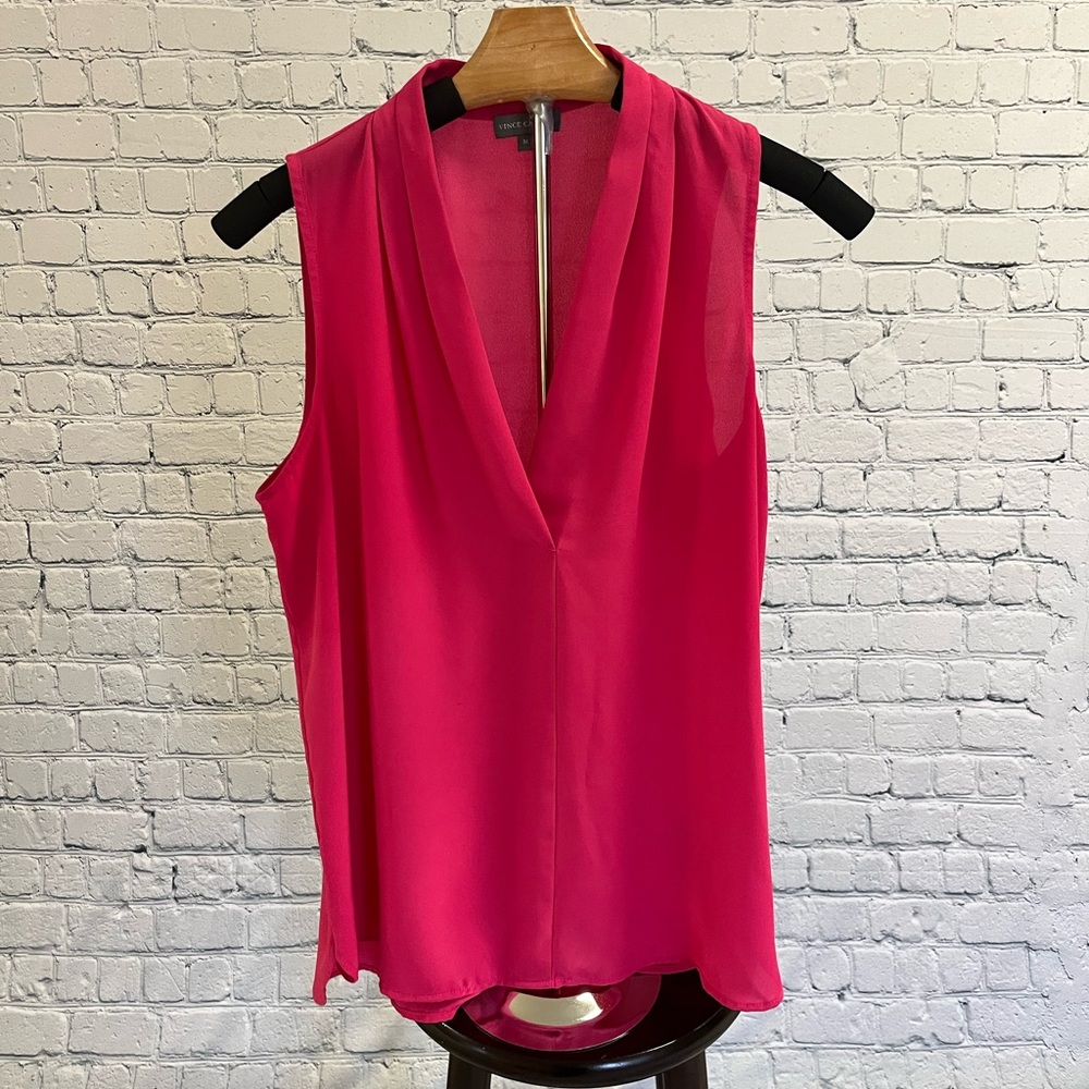 Vince Camuto bright pink sleeveless blouse size M